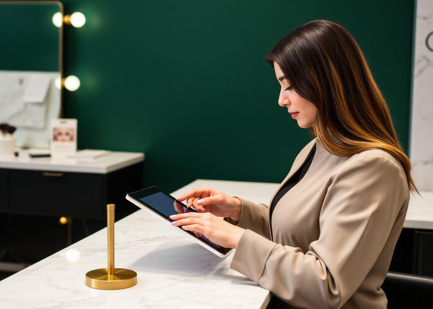 Medewerker van Sizz die het Growth OS gebruikt op een tablet